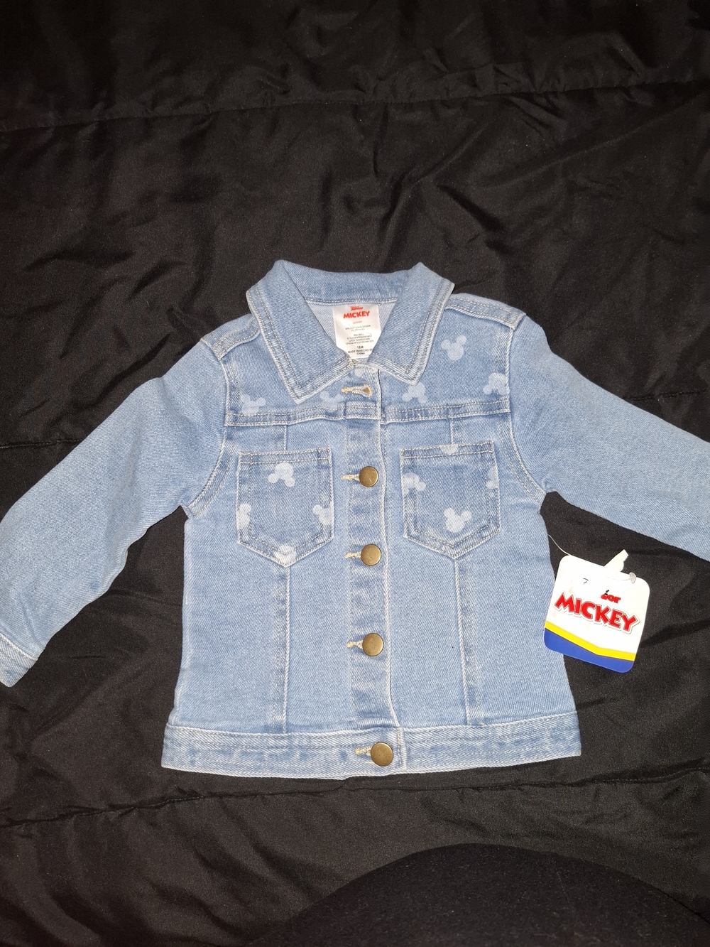 Disney Junior Mickey Mouse Funhouse Denim Jacket Blue Button Pockets 18-24M